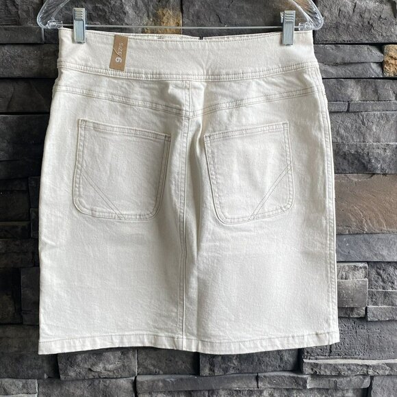 Prana Broadway Skirt Denim‎ Natural Zip Pockets Size 6 NWT Stretch - Picture 2 of 6